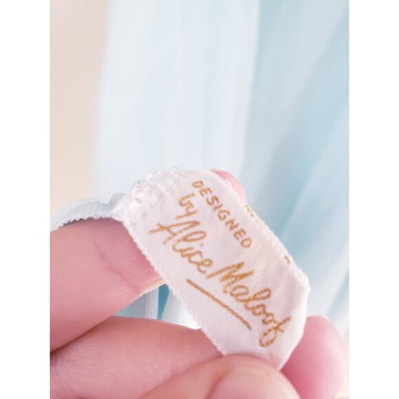 Vtg 60s Alice Maloof Women L Open Front Bed Jacket Flowy Blue Sheer Lacy Pegnoir - Picture 7 of 8